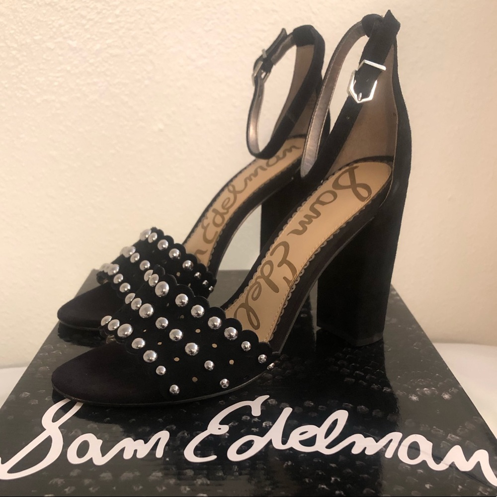 Sam Edelman Yaria Block Heel Suede Rounded Studs - Picture 7 of 13
